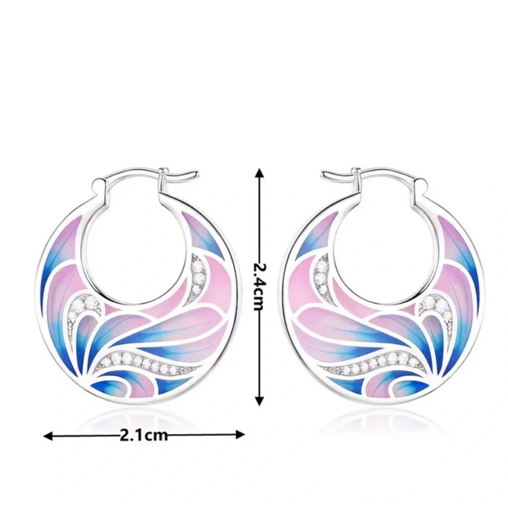New Sterling Silver White Sapphire Hoops